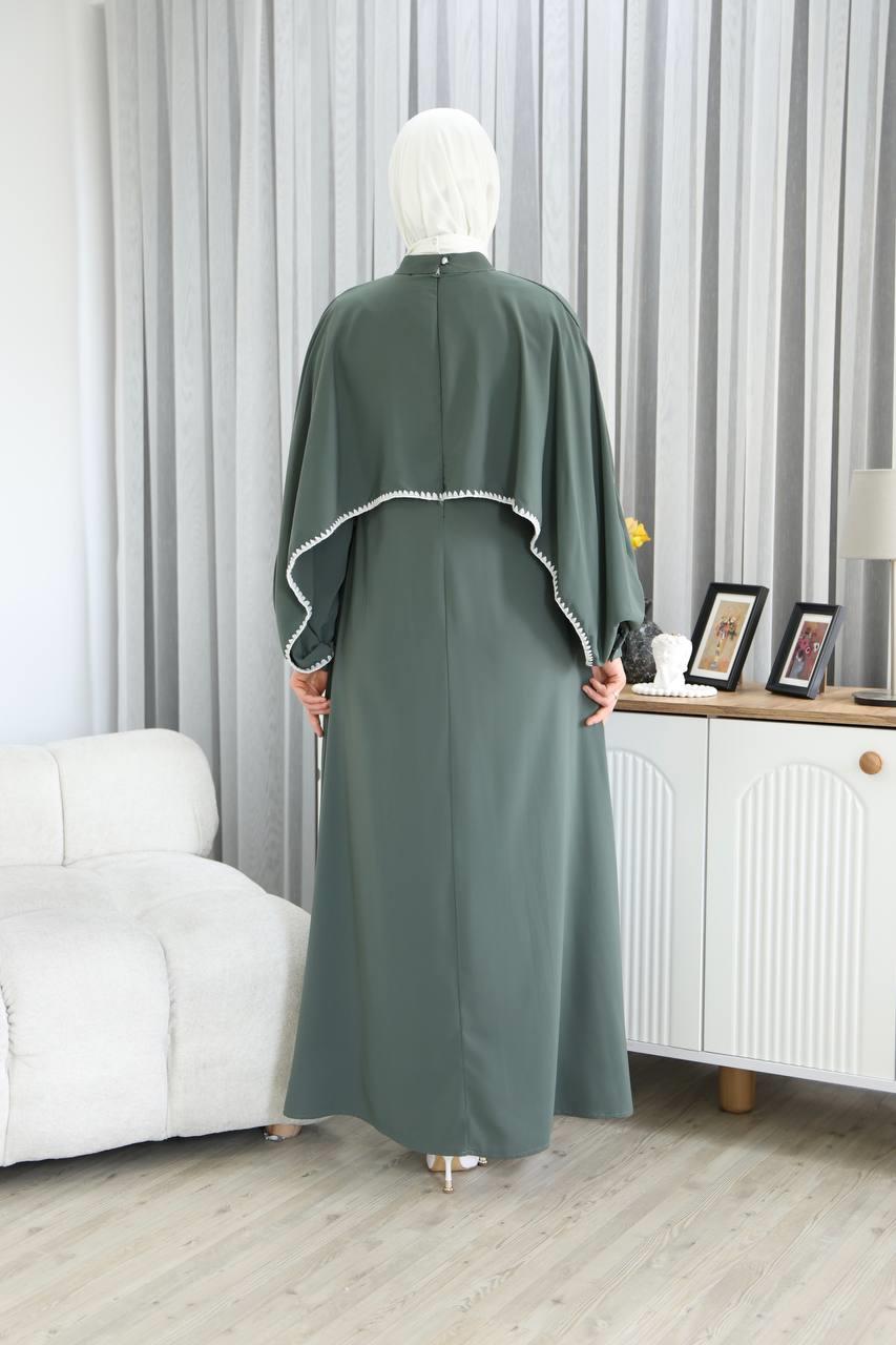 7035 Pelerinli Elbise - Mint