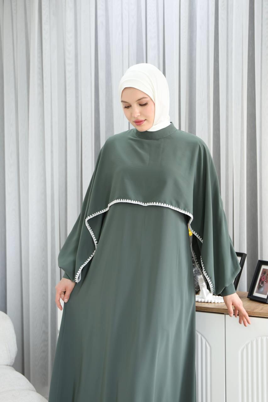7035 Pelerinli Elbise - Mint