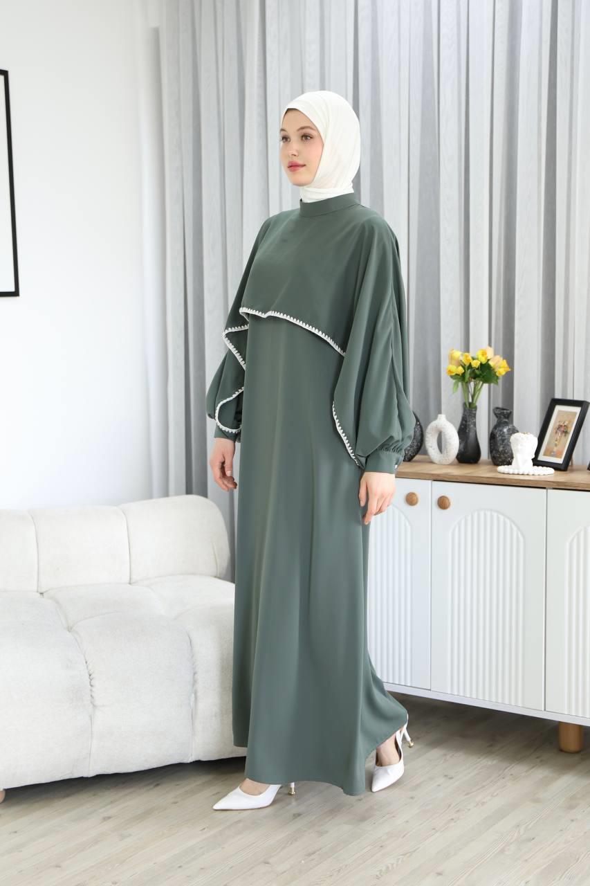 7035 Pelerinli Elbise - Mint