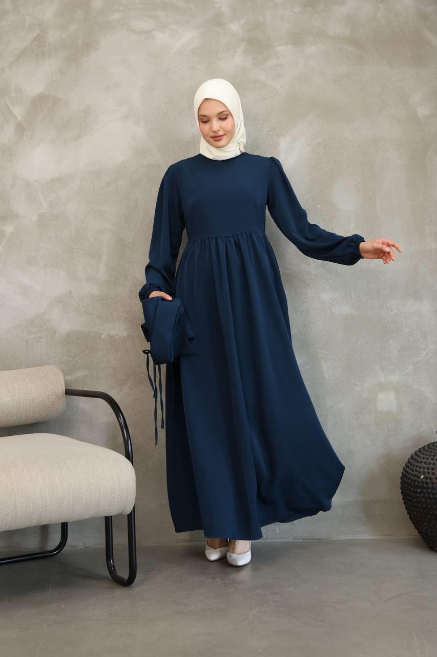 7043 Düğmeli Iki Parça Elbise - Lacivert