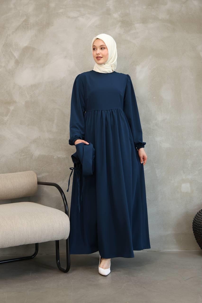 7043 Düğmeli Iki Parça Elbise - Lacivert