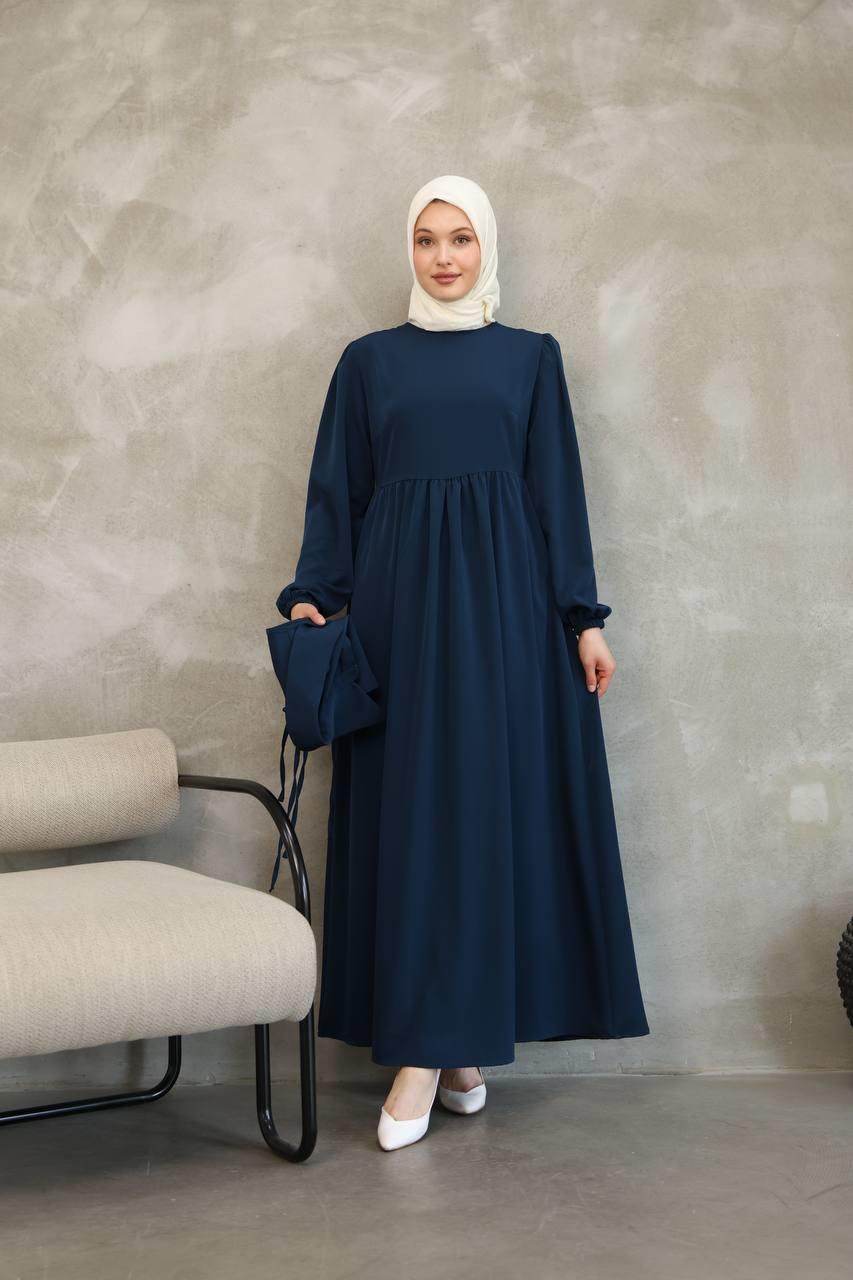 7043 Düğmeli Iki Parça Elbise - Lacivert