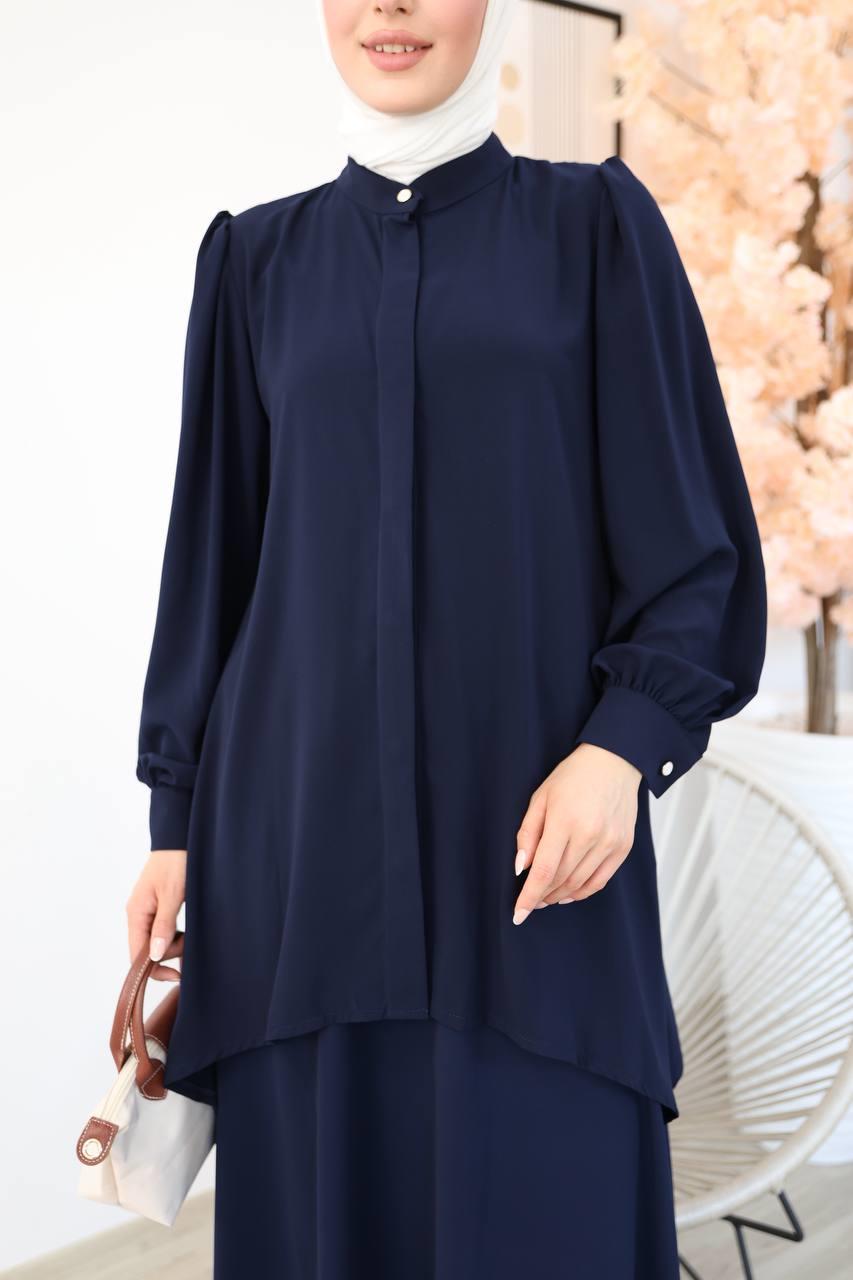 7049 Etekli Tunik Takım - Lacivert