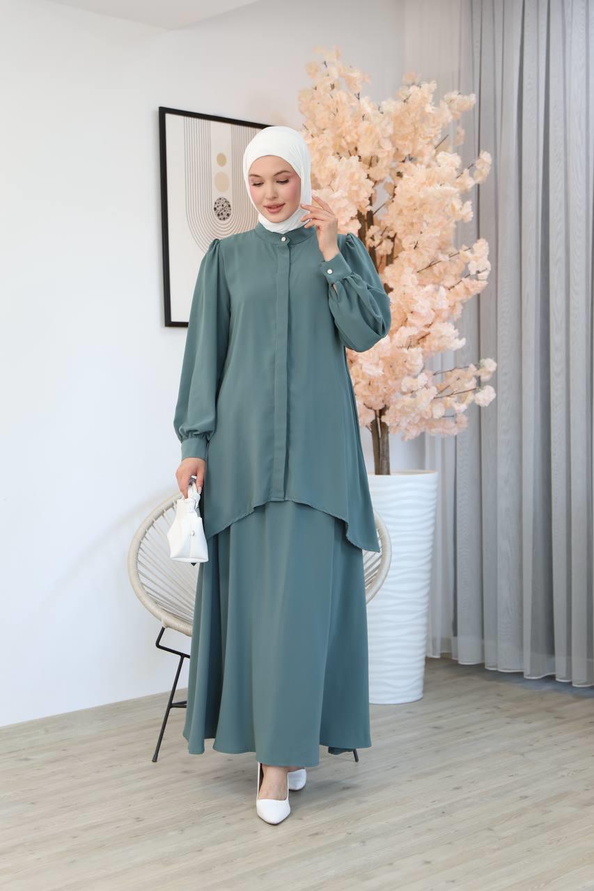 7049 Etekli Tunik Takım - Mint