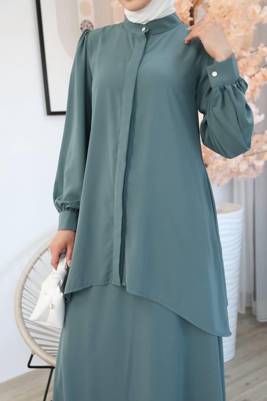 7049 Etekli Tunik Takım - Mint