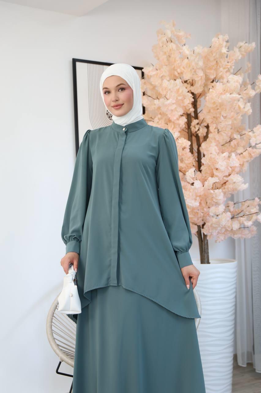 7049 Etekli Tunik Takım - Mint