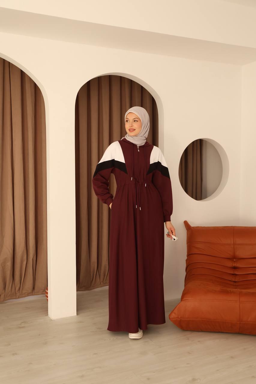 7062 Kapşonlu Spor Elbise - Bordo