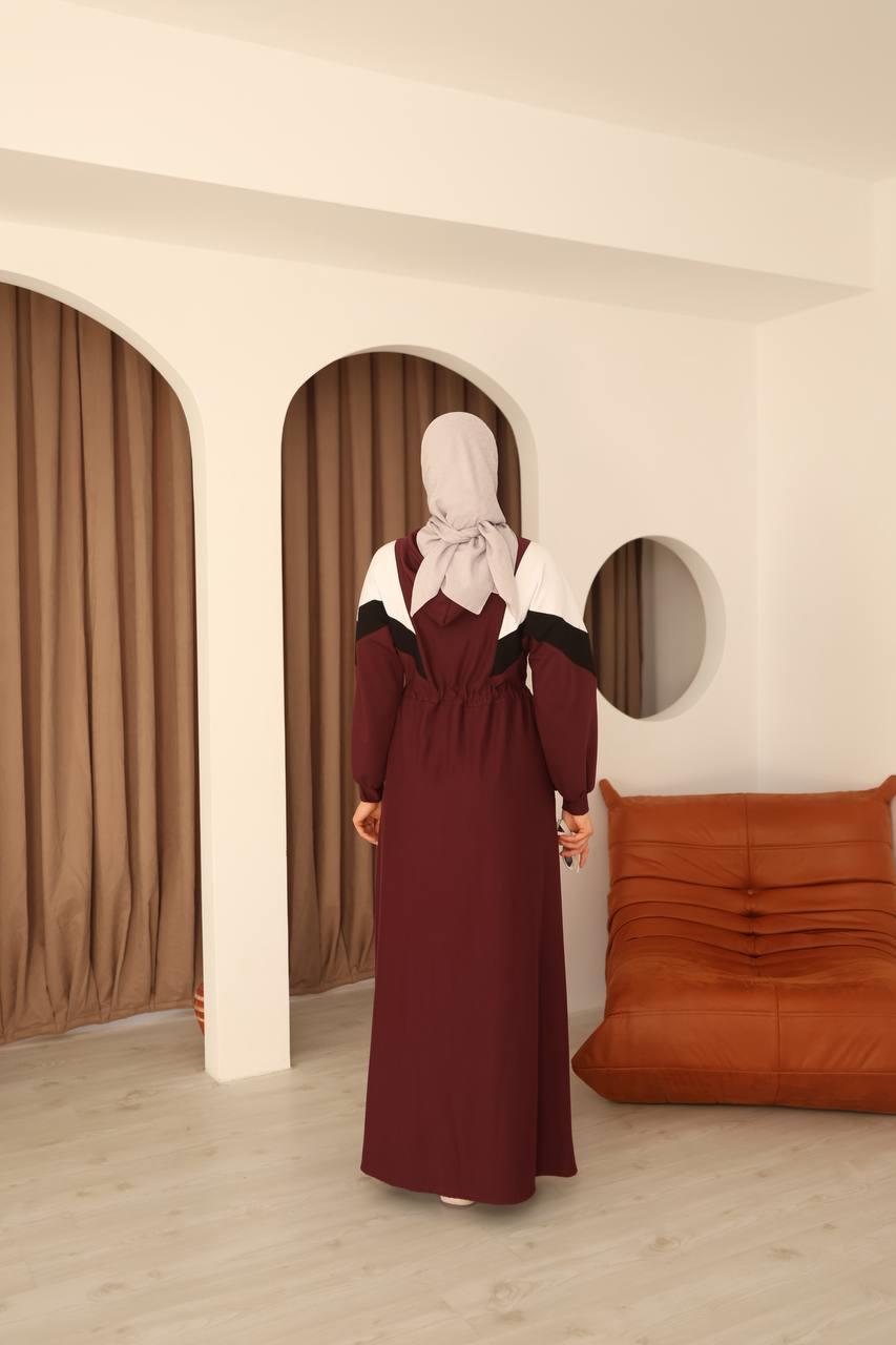 7062 Kapşonlu Spor Elbise - Bordo