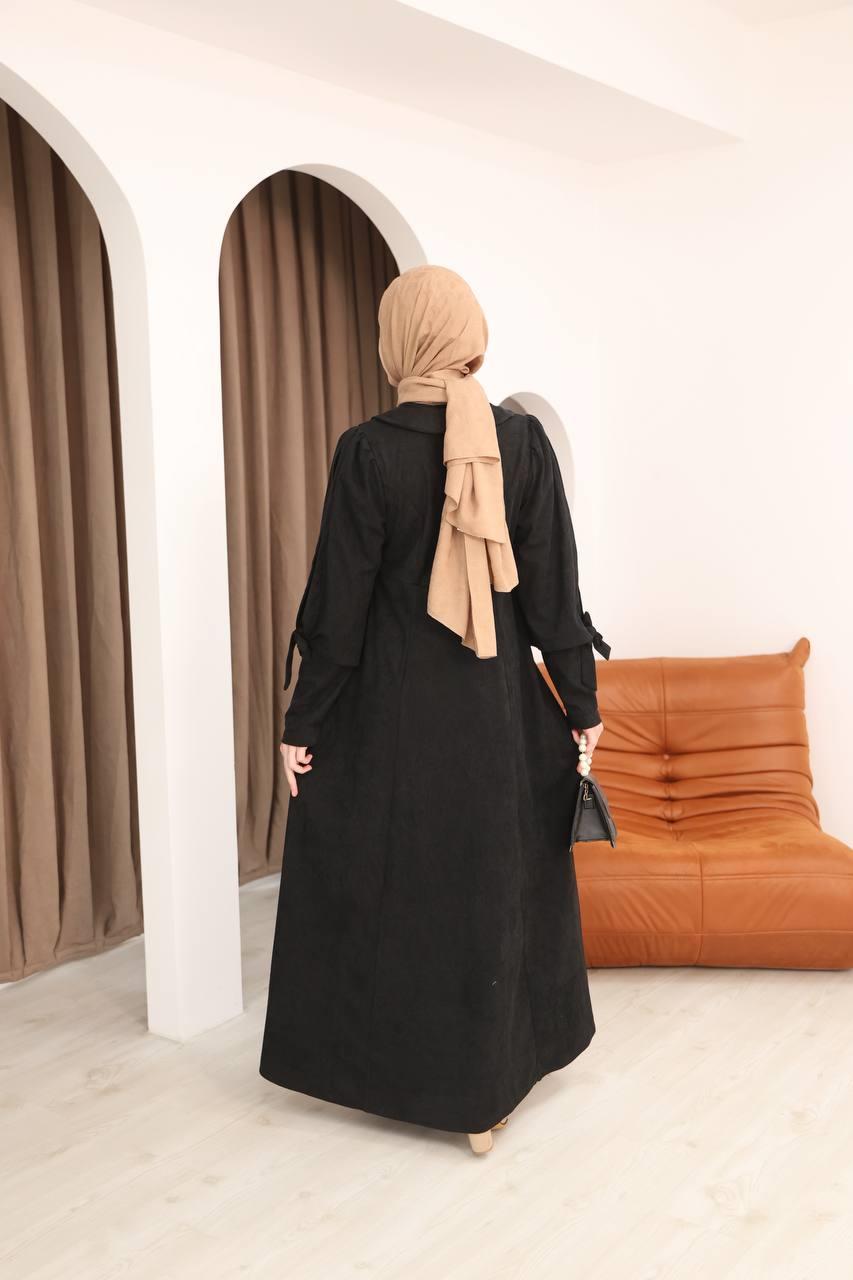7078 Fiyonk Detaylı Elbise - Siyah