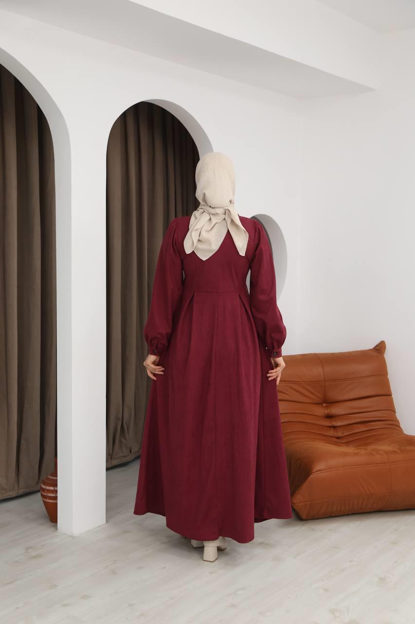 7085 Ön Tasarımlı Elbise - Bordo