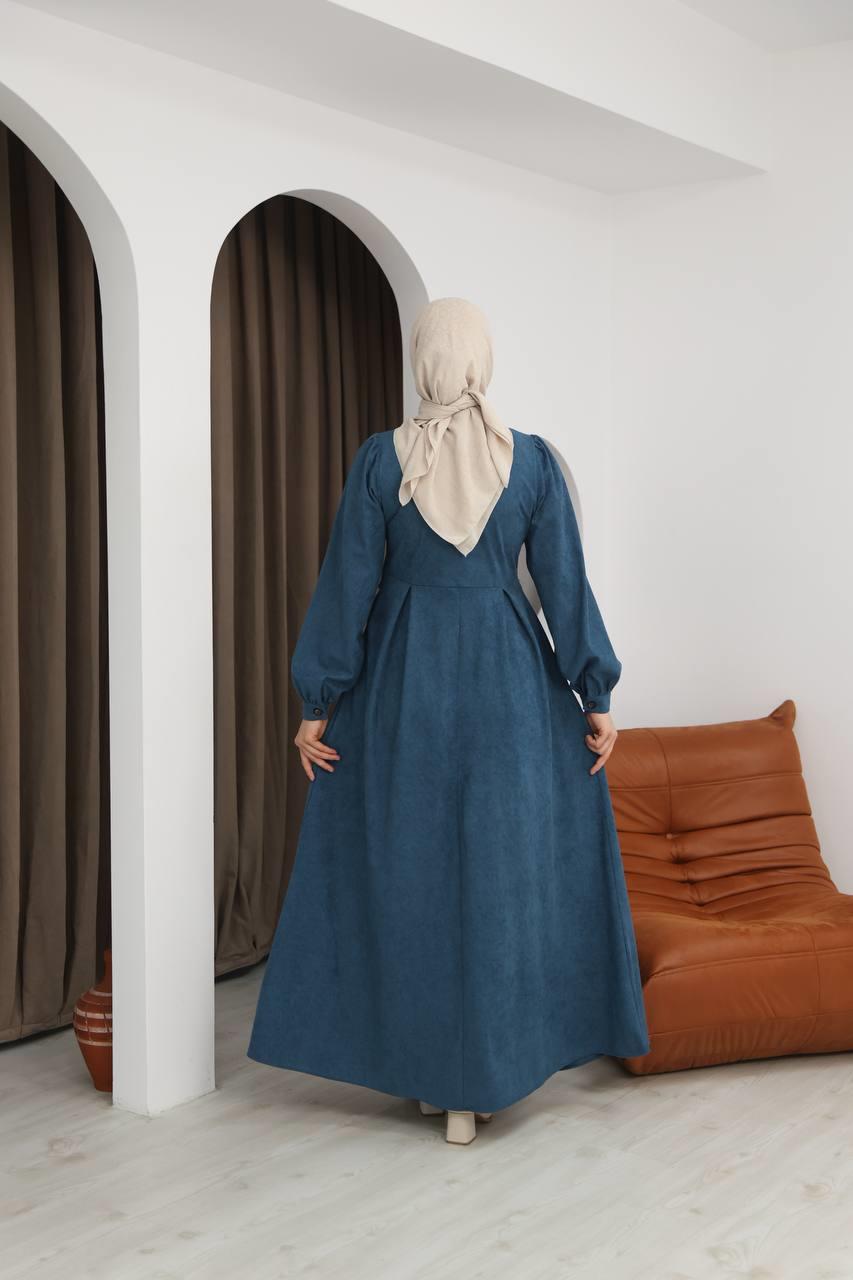 7085 Ön Tasarımlı Elbise - Petrol