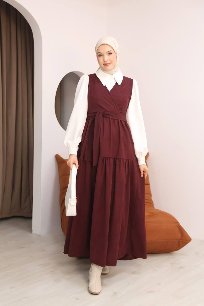 7094 Gömlek ve Elbise Takımı - Bordo