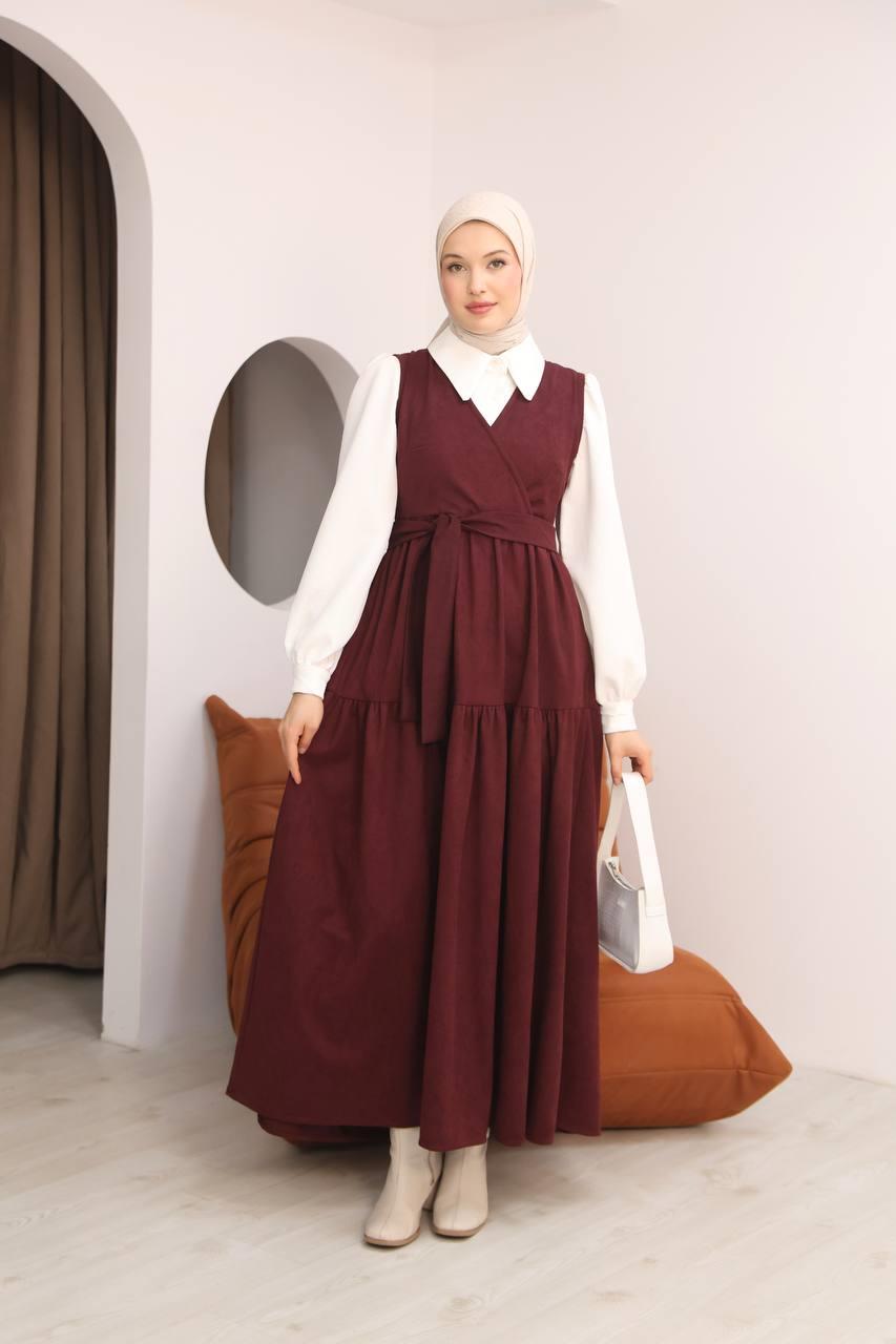 7094 Gömlek ve Elbise Takımı - Bordo