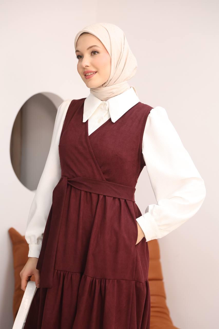 7094 Gömlek ve Elbise Takımı - Bordo