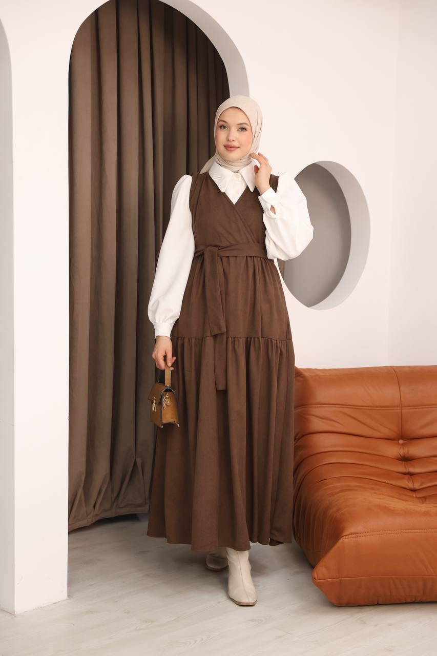 7094 Gömlek ve Elbise Takımı - Taba