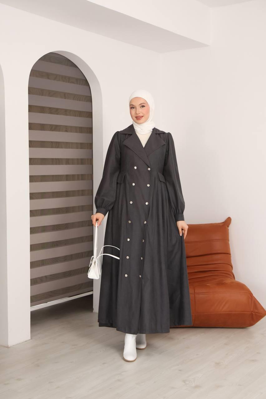 7103  Diana Trenç Elbise - Gri