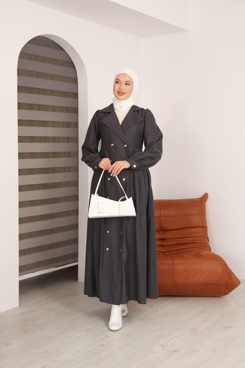 7103  Diana Trenç Elbise - Gri