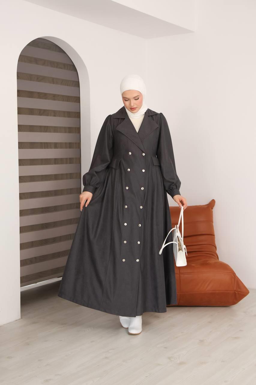 7103  Diana Trenç Elbise - Gri