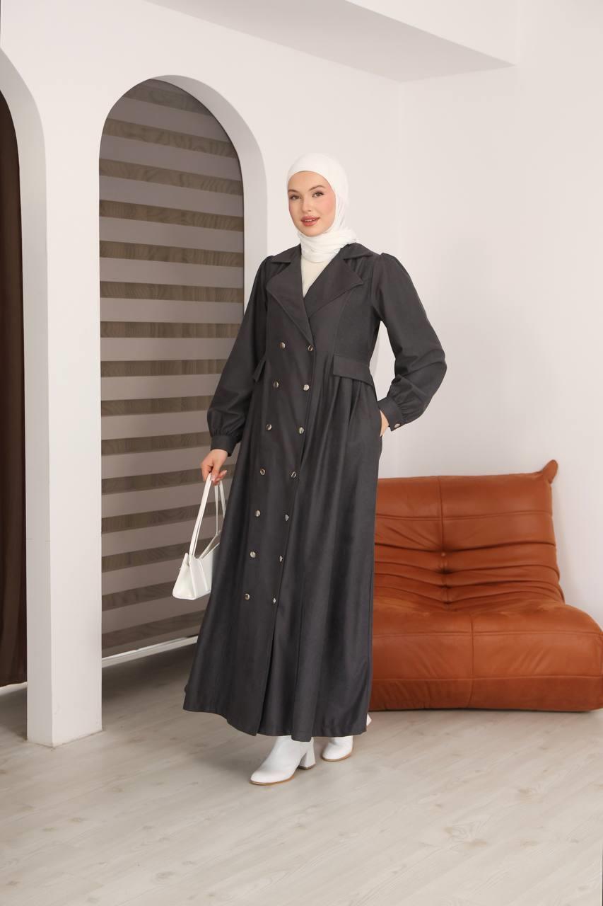 7103  Diana Trenç Elbise - Gri