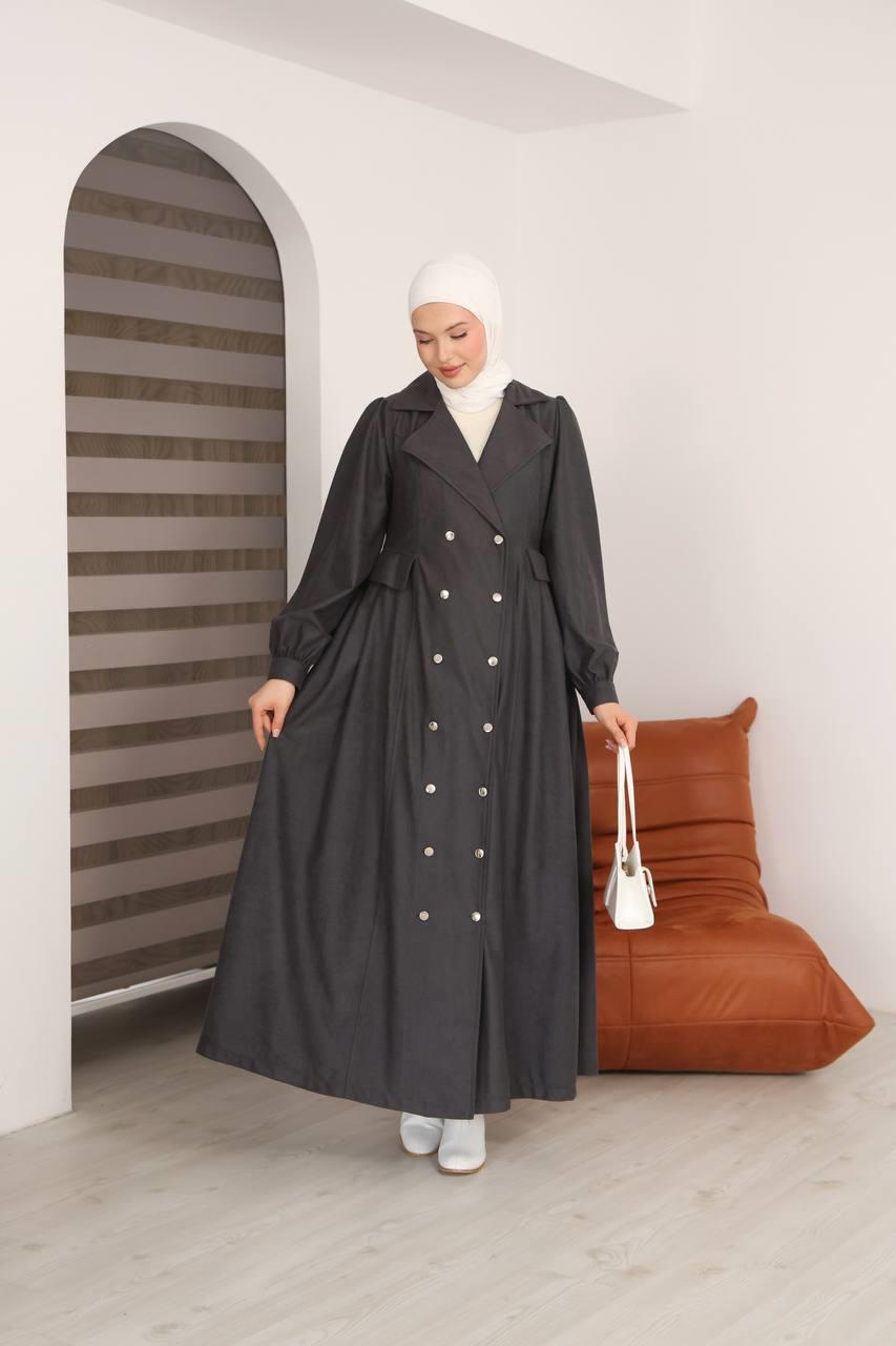 7103  Diana Trenç Elbise - Gri