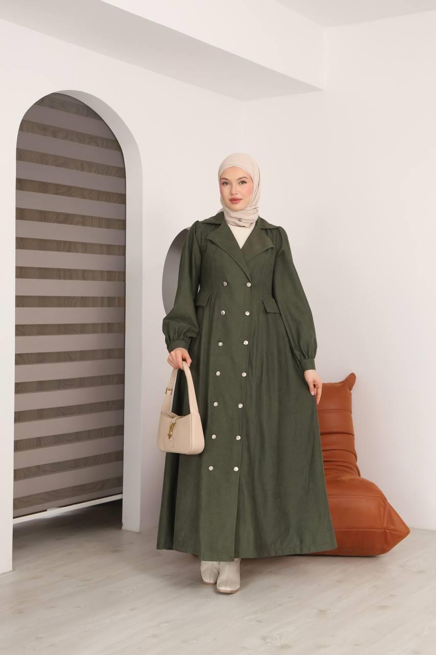 7103  Diana Trenç Elbise - Haki