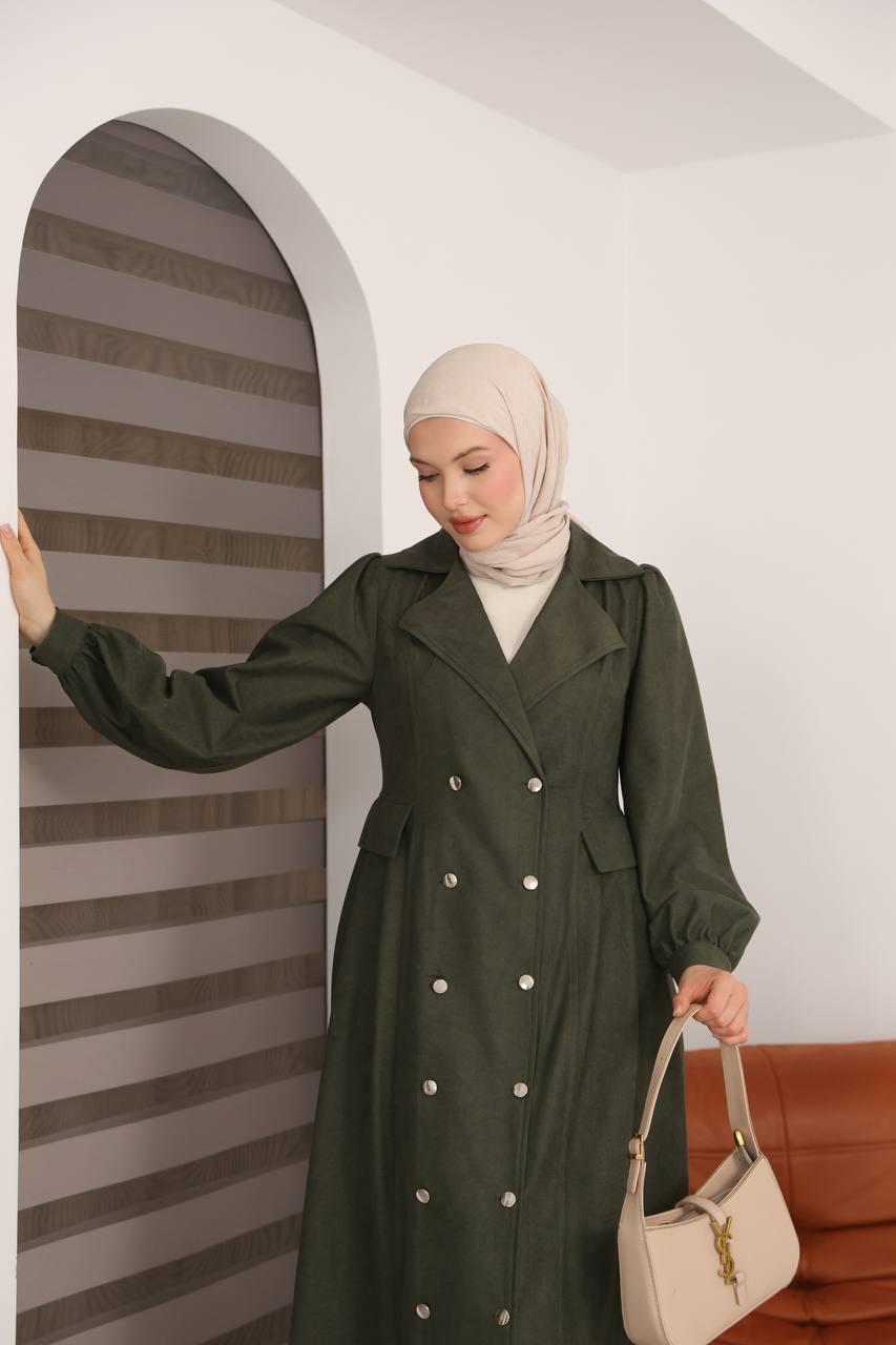 7103  Diana Trenç Elbise - Haki