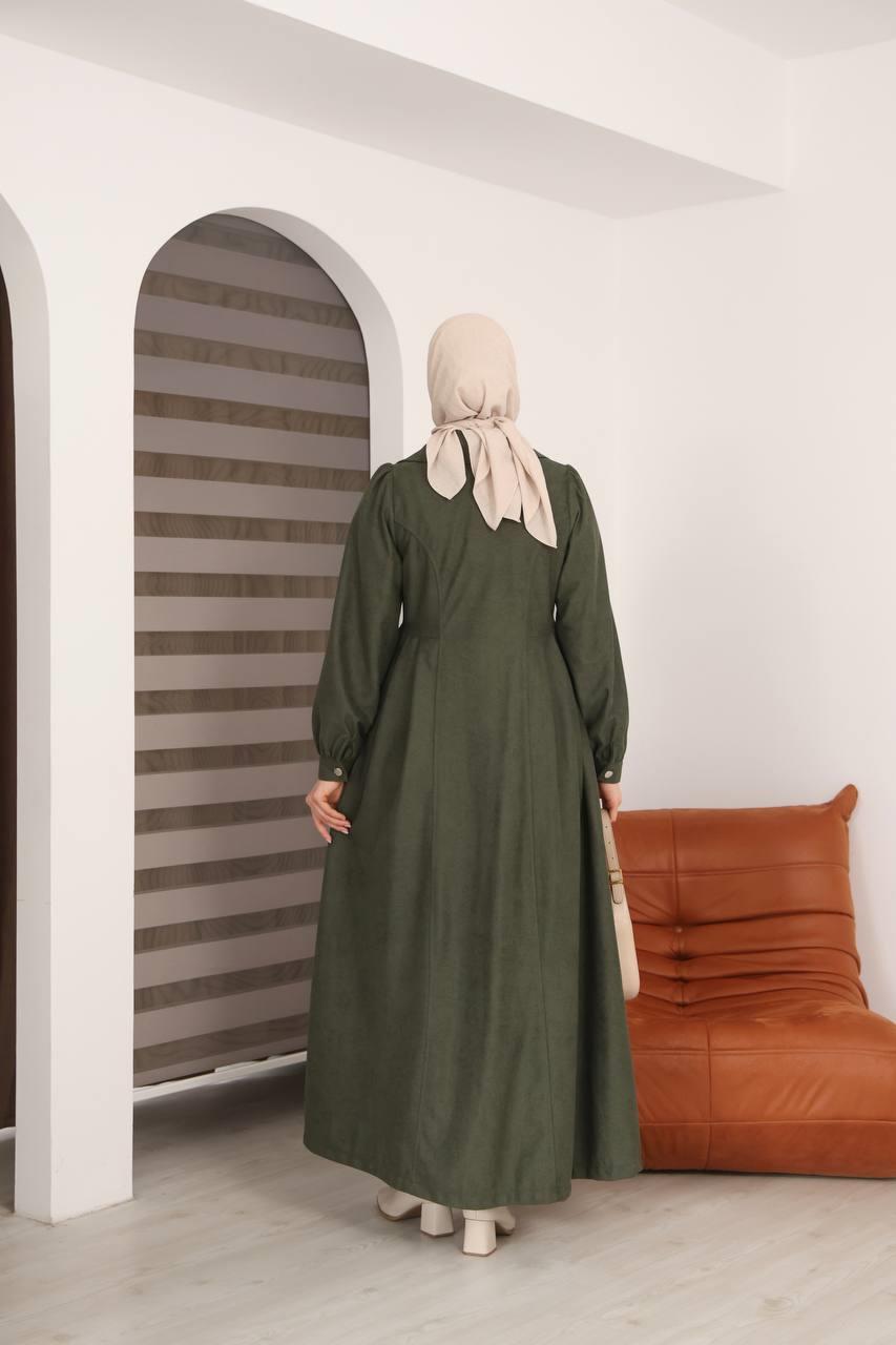 7103  Diana Trenç Elbise - Haki