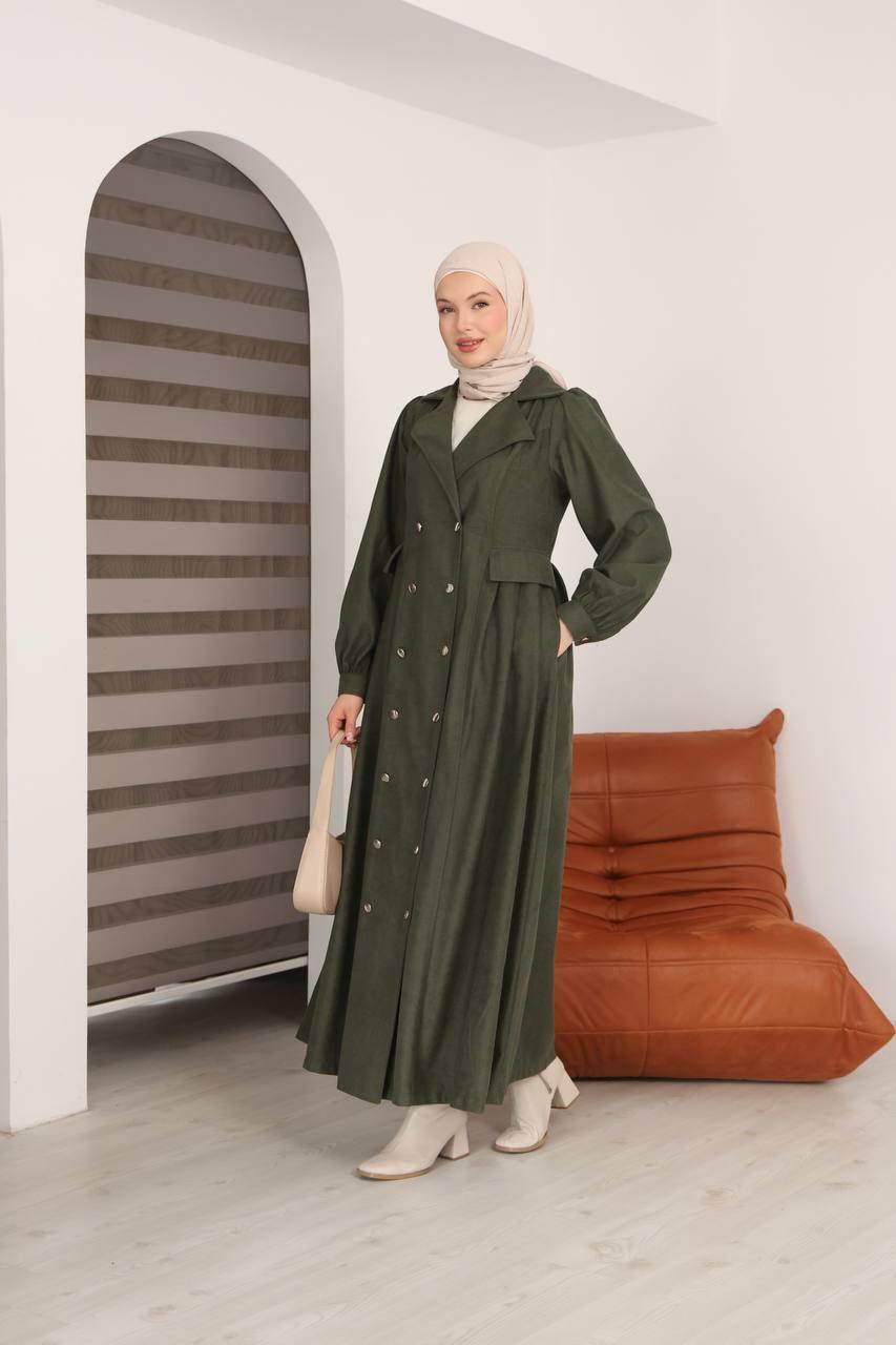 7103  Diana Trenç Elbise - Haki