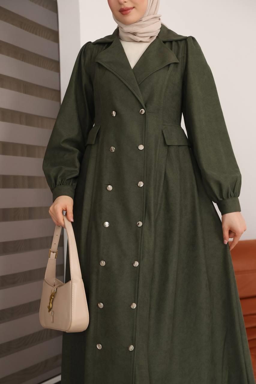 7103  Diana Trenç Elbise - Haki