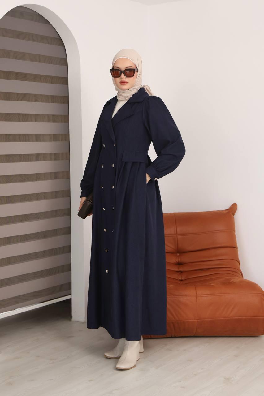 7103  Diana Trenç Elbise - Lacivert