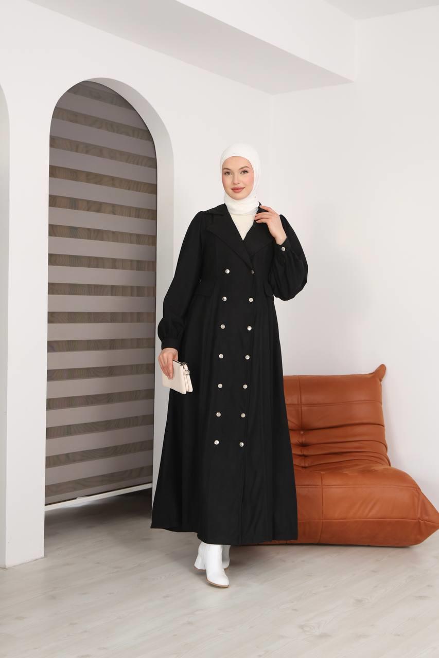 7103  Diana Trenç Elbise - Siyah