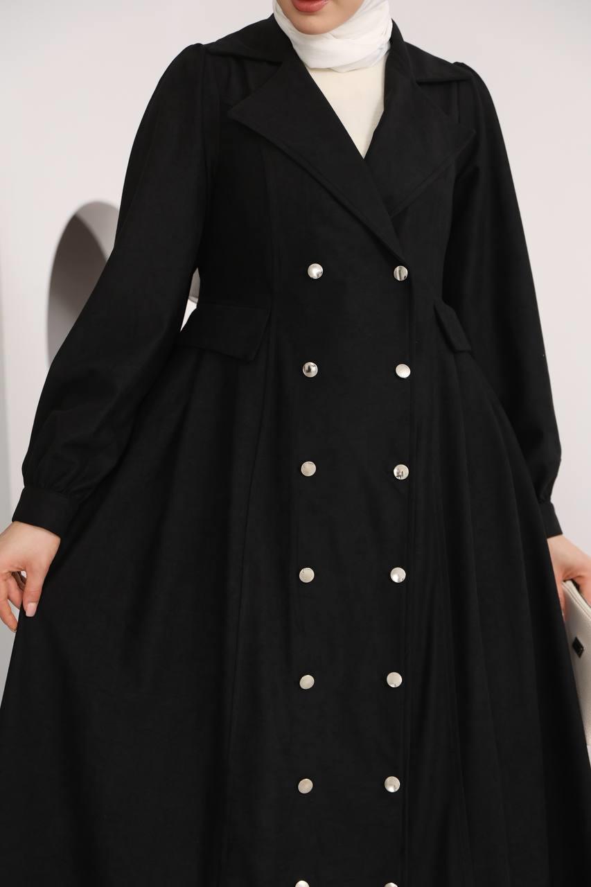 7103  Diana Trenç Elbise - Siyah