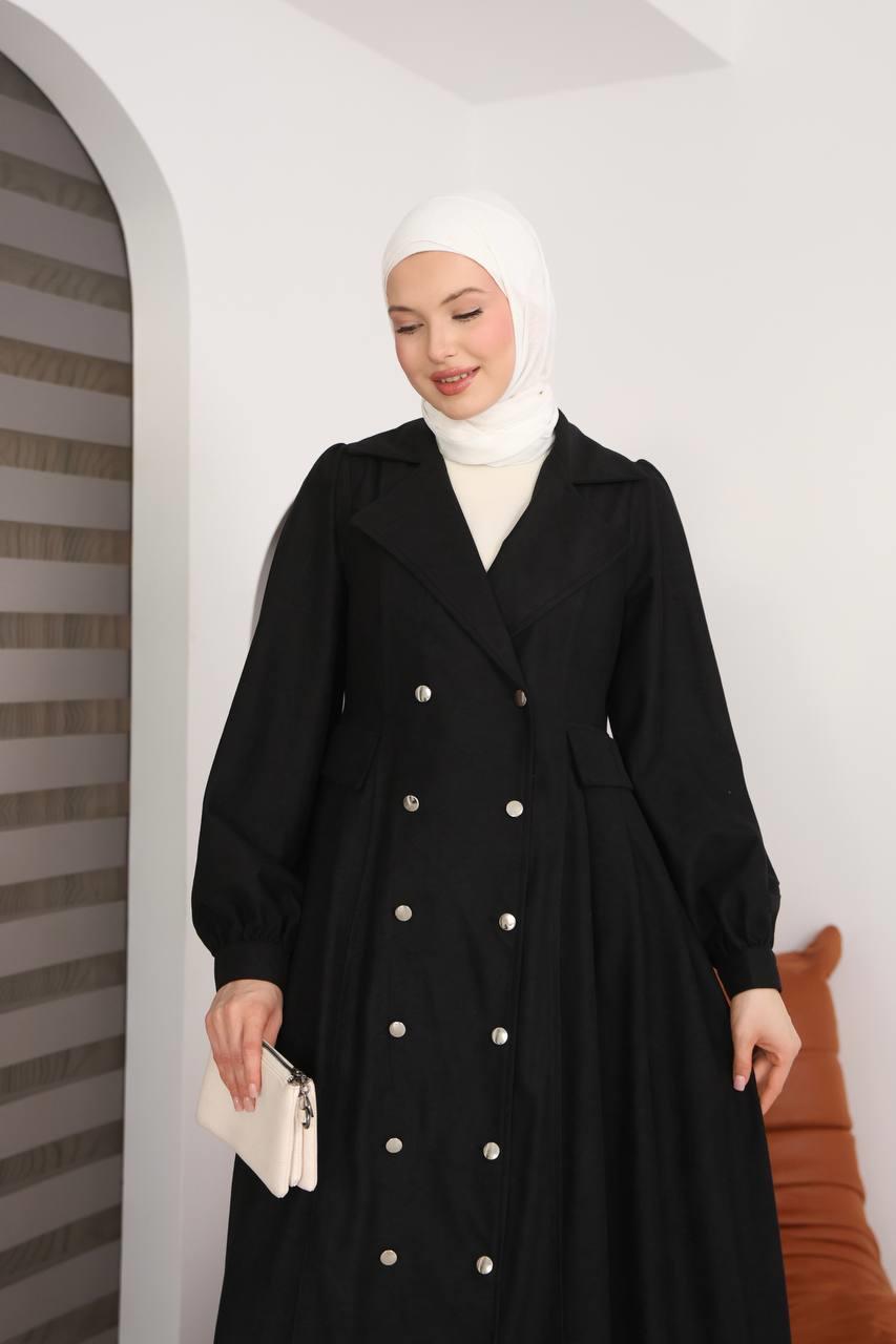 7103  Diana Trenç Elbise - Siyah