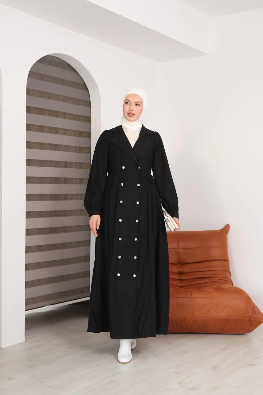 7103  Diana Trenç Elbise - Siyah