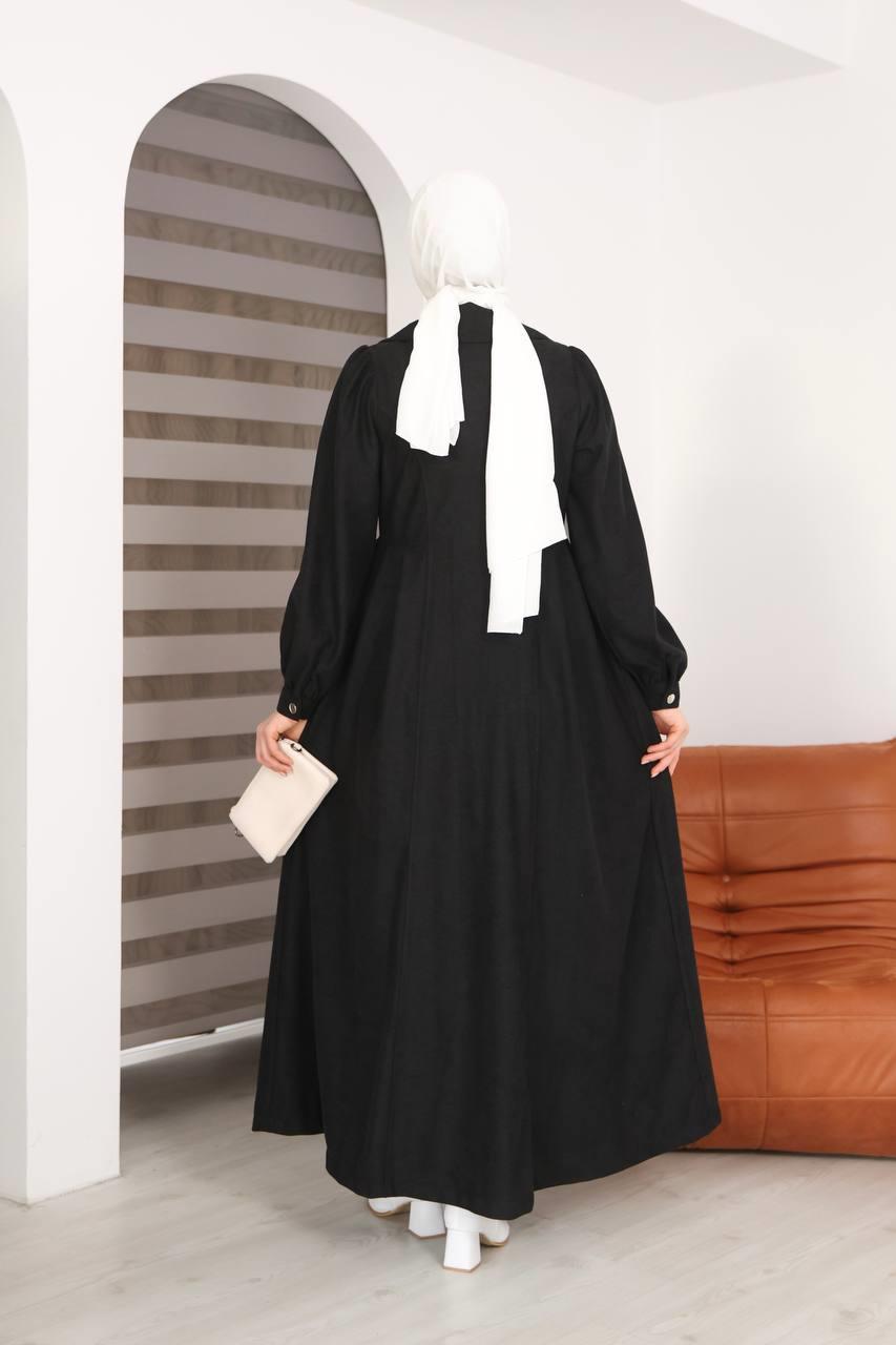 7103  Diana Trenç Elbise - Siyah