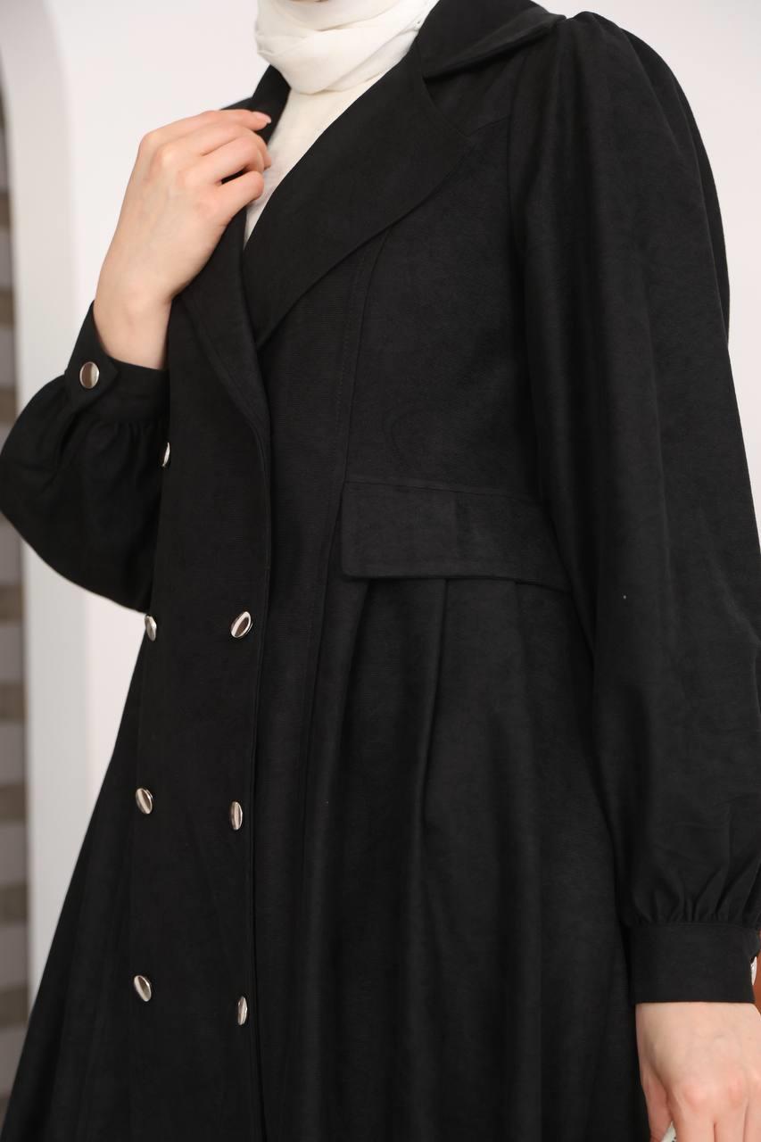 7103  Diana Trenç Elbise - Siyah