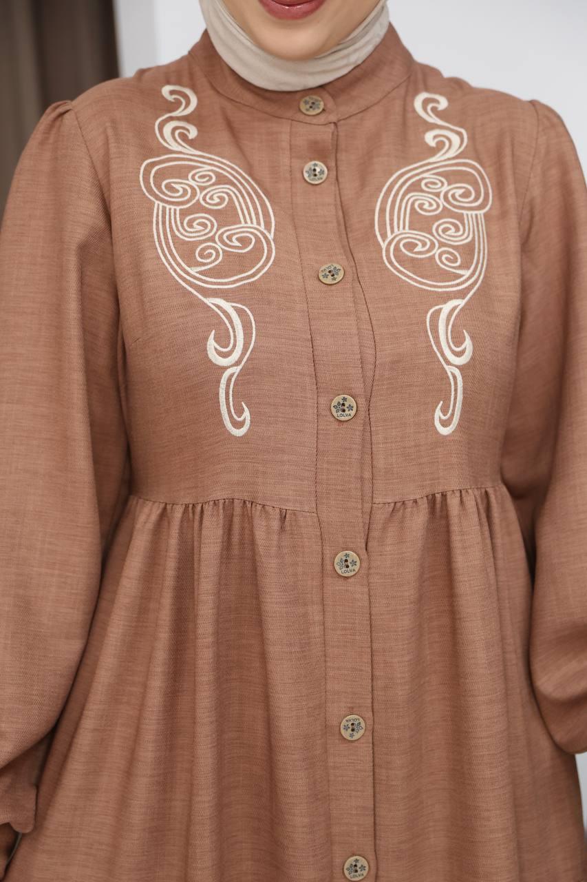 7111 Femina Elbisesi - Sütlü Kahve