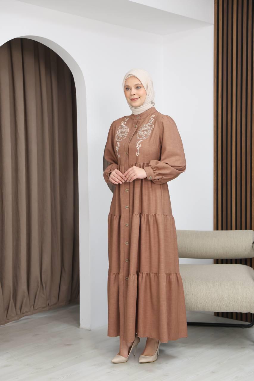 7111 Femina Elbisesi - Sütlü Kahve