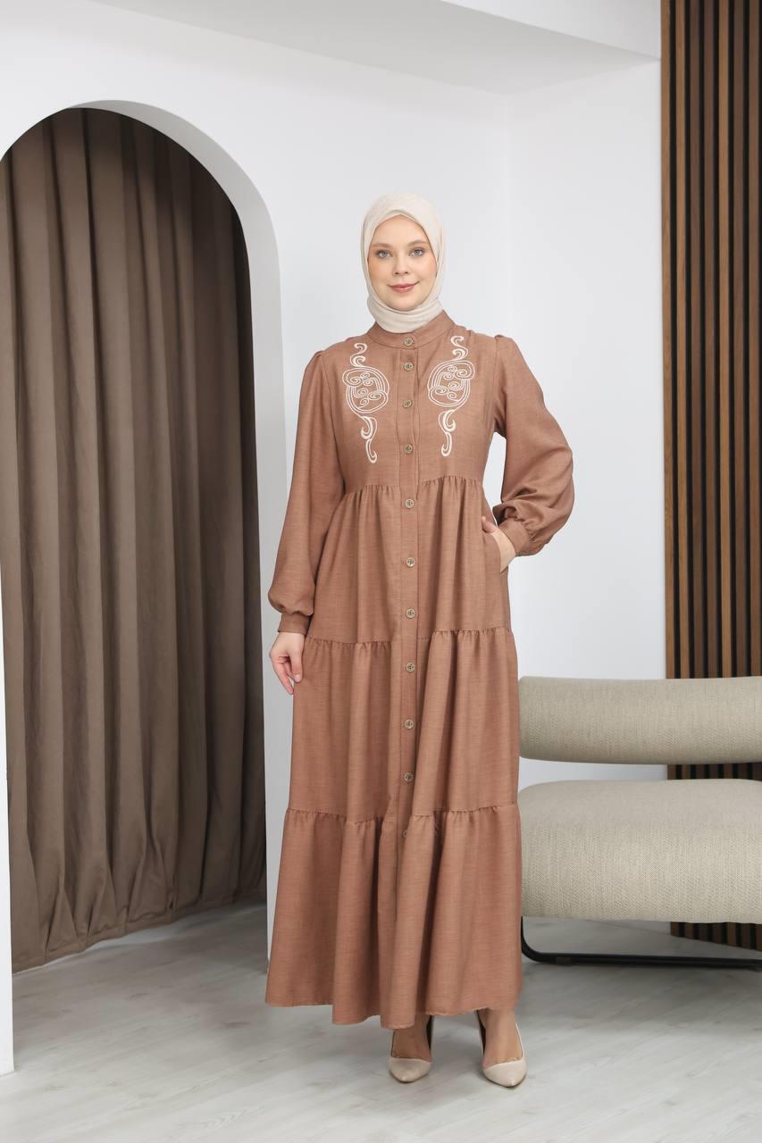 7111 Femina Elbisesi - Sütlü Kahve