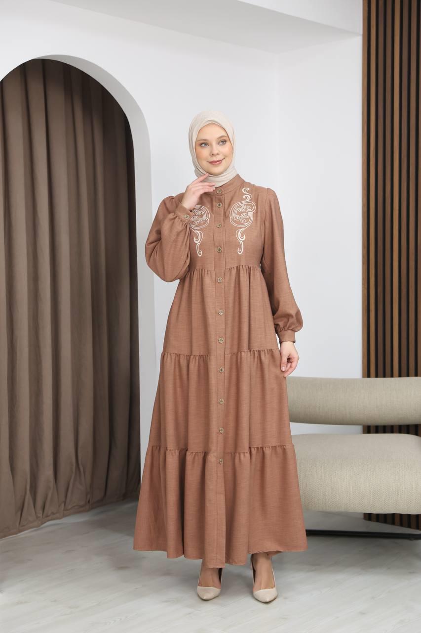 7111 Femina Elbisesi - Sütlü Kahve
