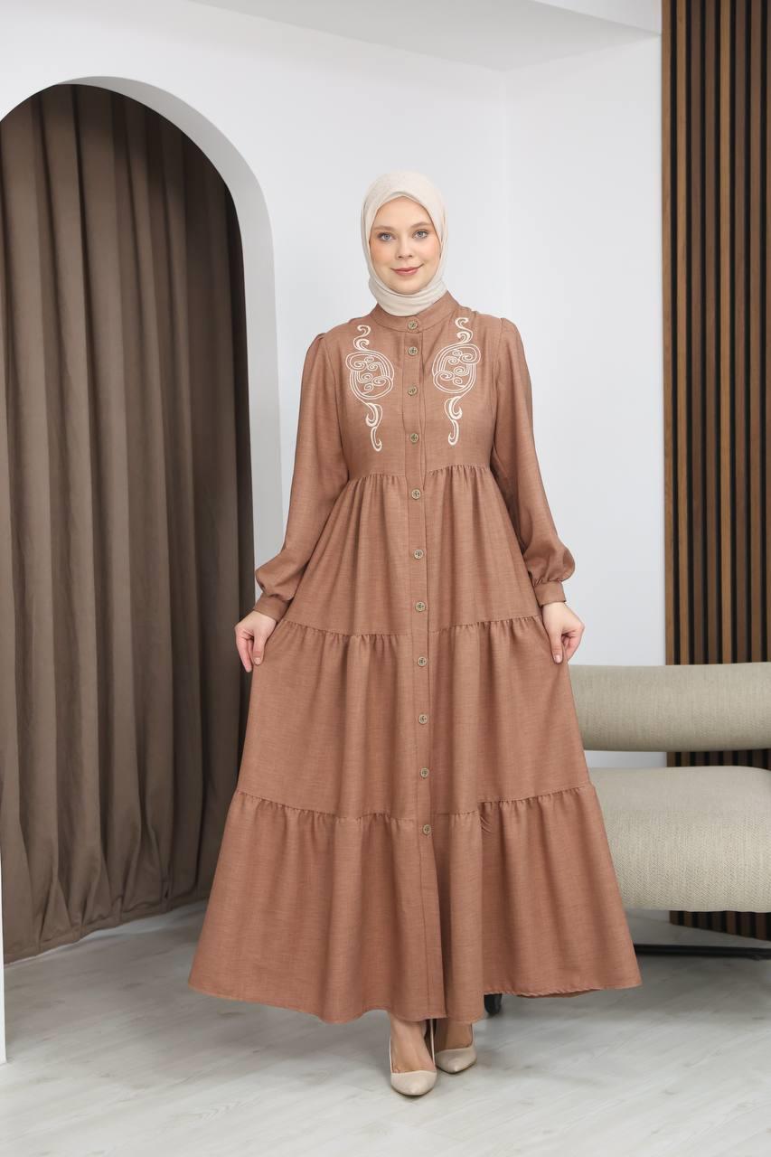 7111 Femina Elbisesi - Sütlü Kahve