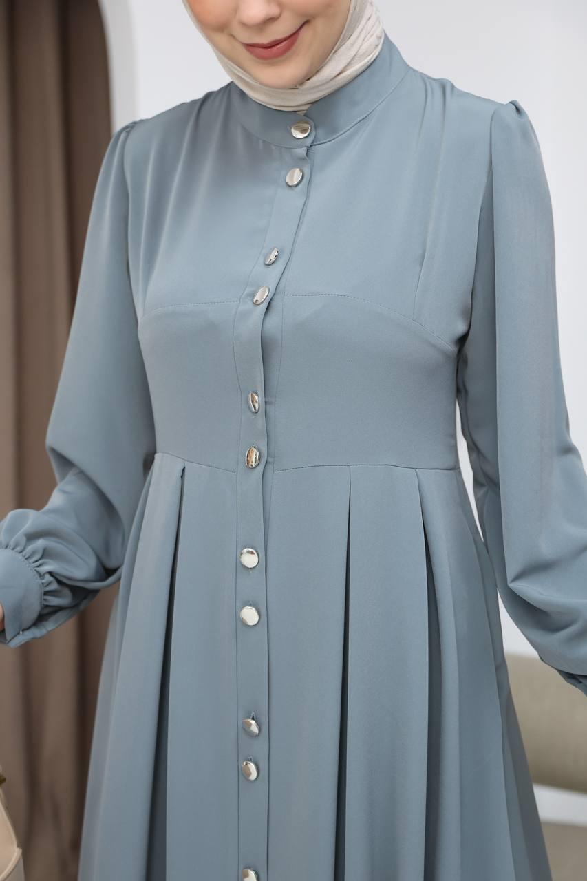 7112 Modern Pileli Elbise - Mint