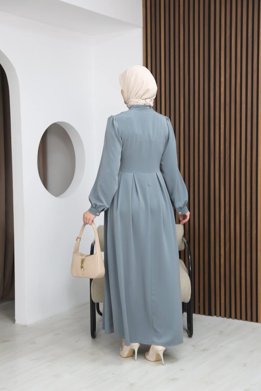 7112 Modern Pileli Elbise - Mint