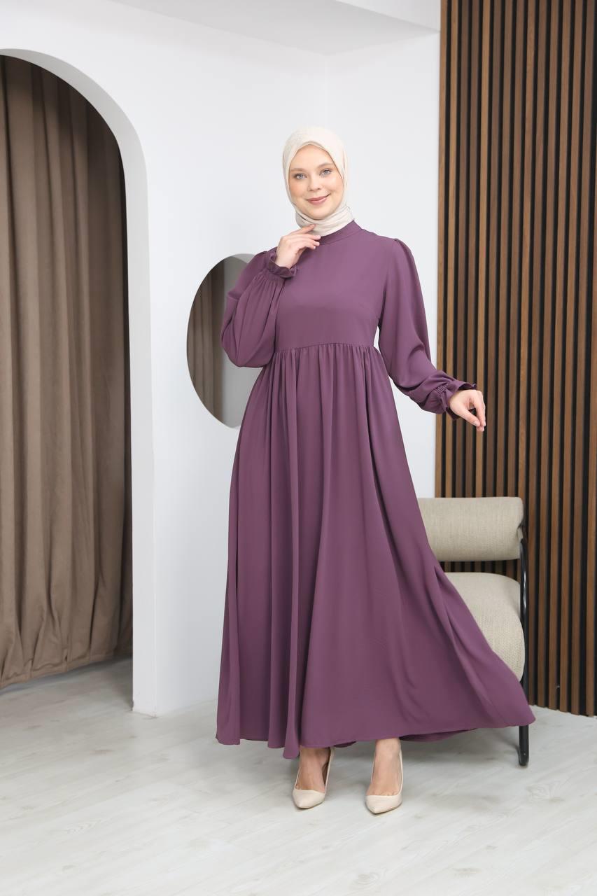 7113 Zarif İki Parça Elbise - Lila