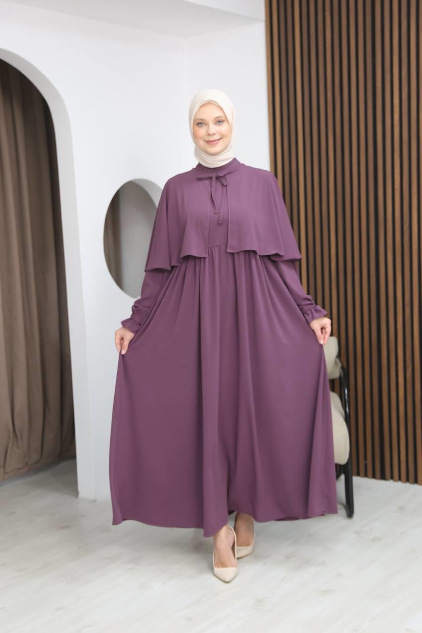 7113 Zarif İki Parça Elbise - Lila