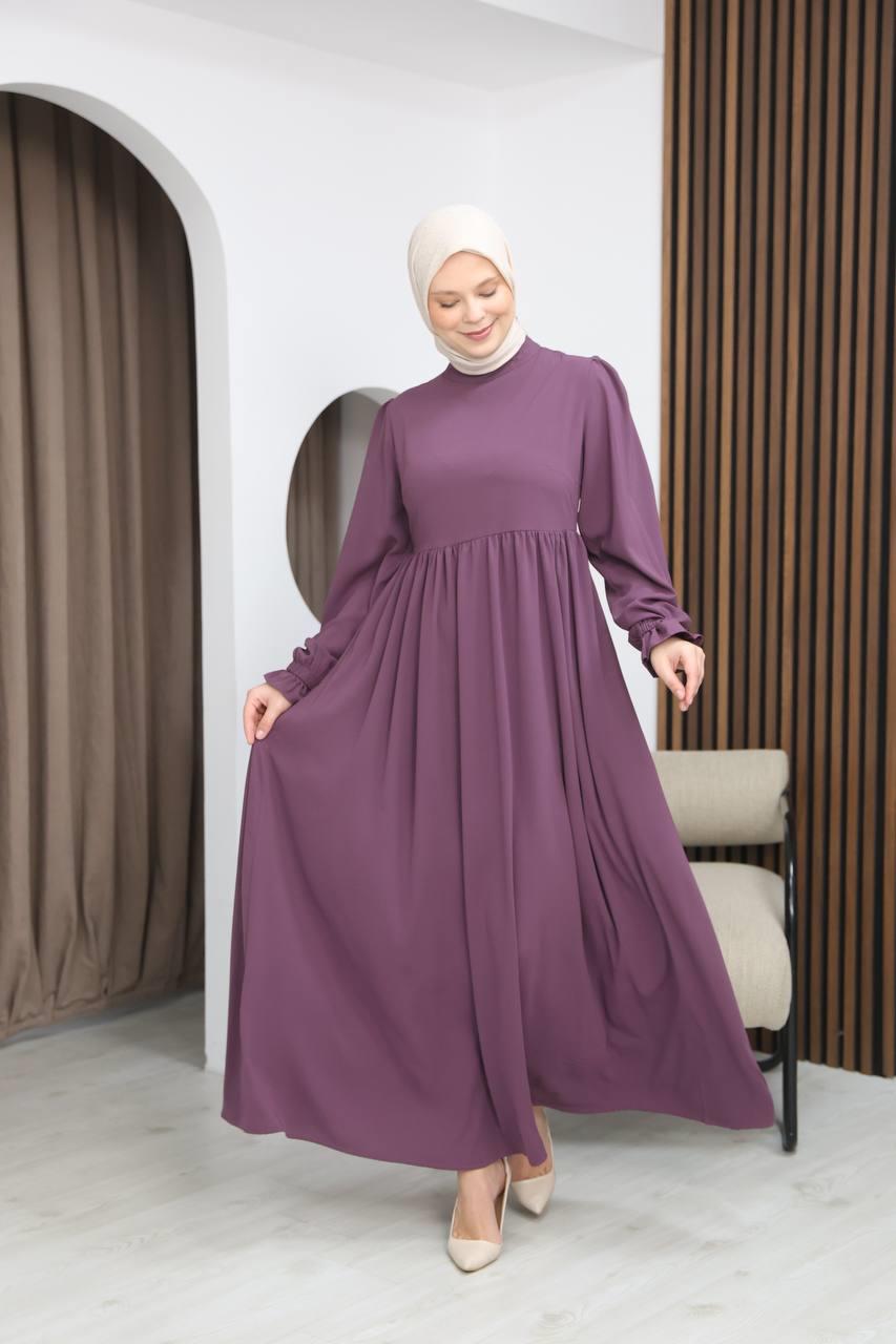 7113 Zarif İki Parça Elbise - Lila