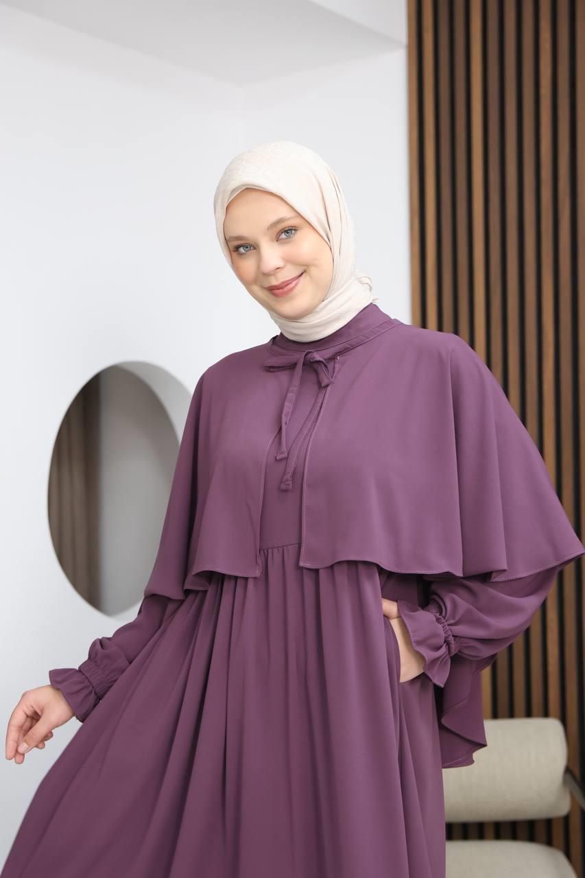 7113 Zarif İki Parça Elbise - Lila