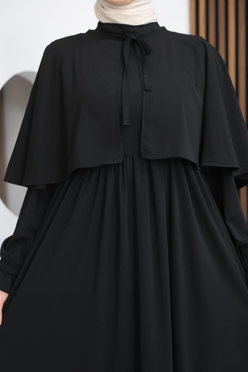 7113 Zarif İki Parça Elbise - Siyah