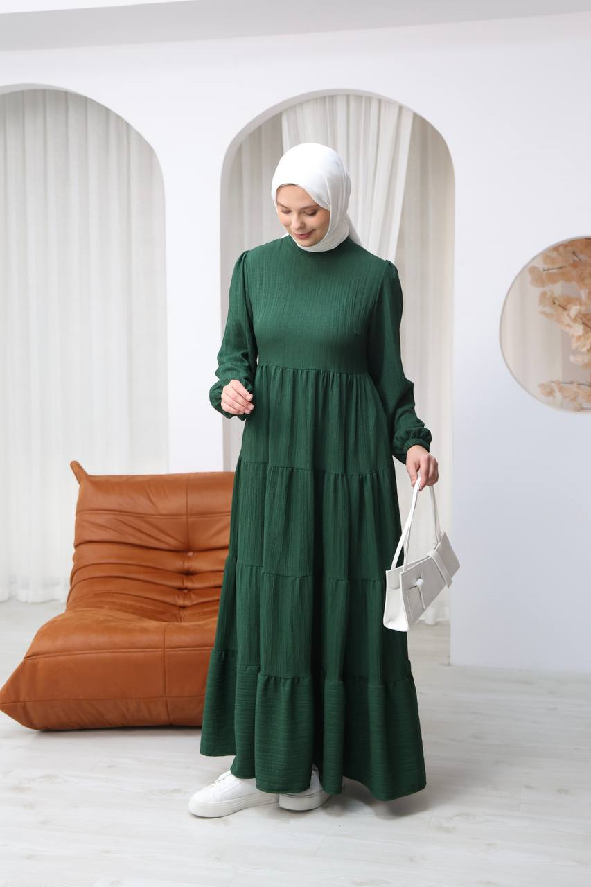 7120 Minimal Şık Elbise - Çimen Yeşili 