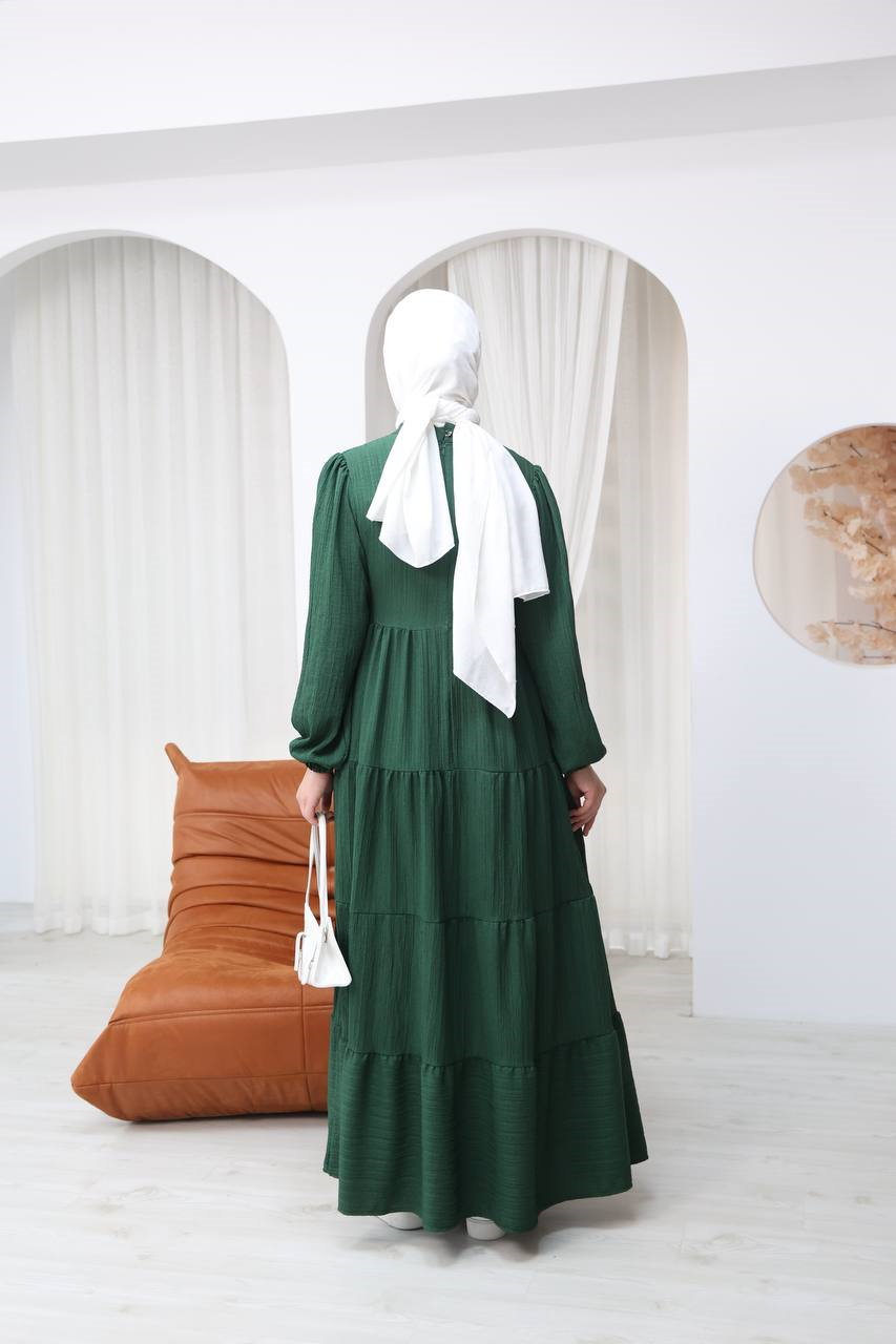 7120 Minimal Şık Elbise - Çimen Yeşili 